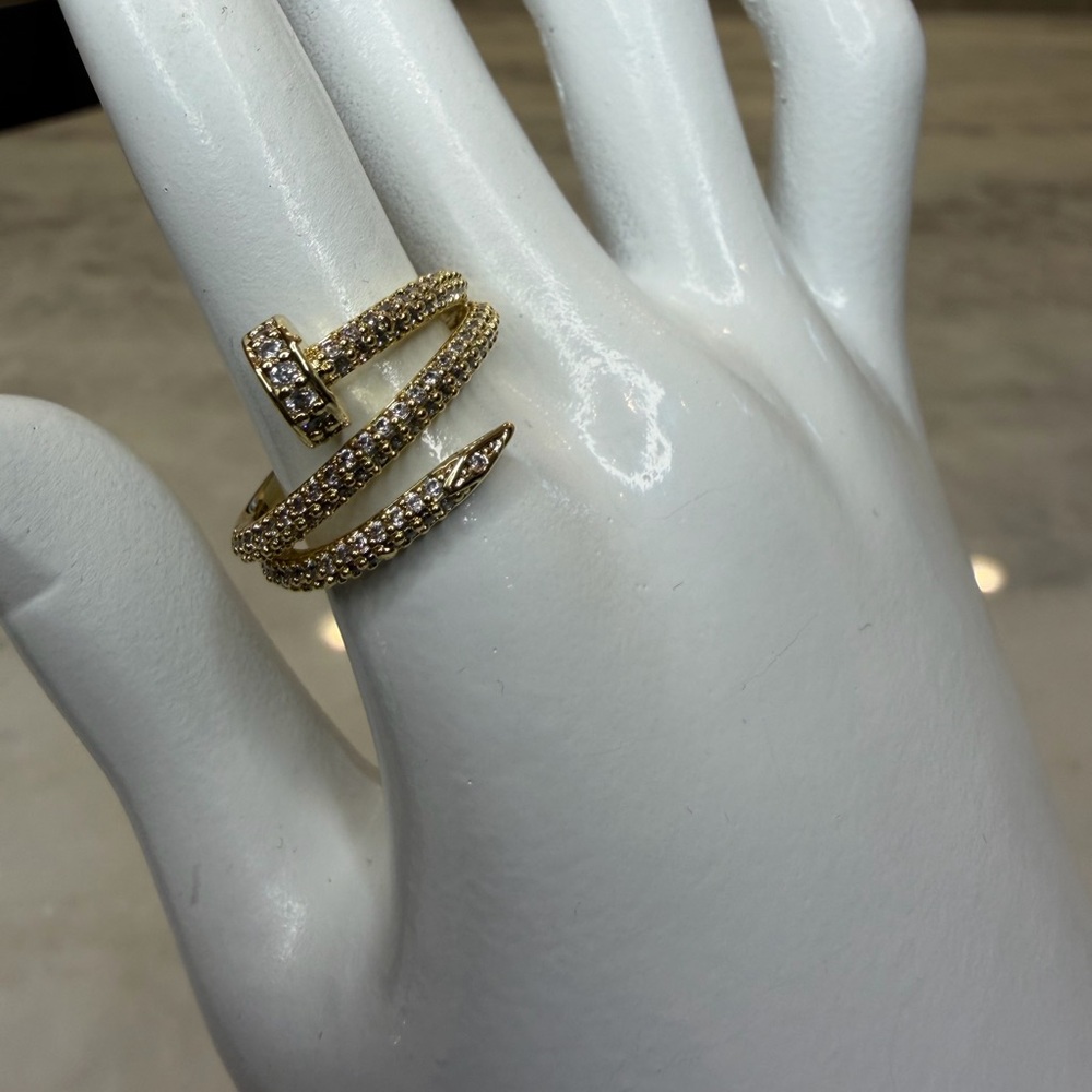 Elegant Gold Plated and CC Nail Ring - Picture 3 of 3
